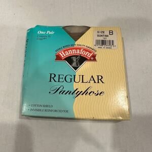 Hannaford Regular Pantyhose Size B Suntan One Pair Tights Cotton Shield NEW